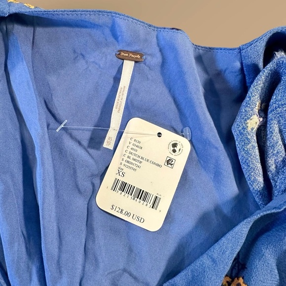 NWT Free People ‘Everyone’s Favorite Mini Dress’ in “Dutch Blue Combo” Size XS - Picture 5 of 16
